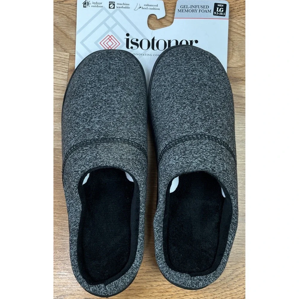 Isotoner Gel-Infused Memory Foam Indoor/Outdoor Men's Slippers L (9.5-10.5) NEW